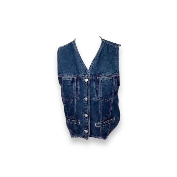 Ki-Ko-Mo Women’s Vintage Dark Wash Blue Jean Cotton Denim Vest, size M - Picture 5 of 8